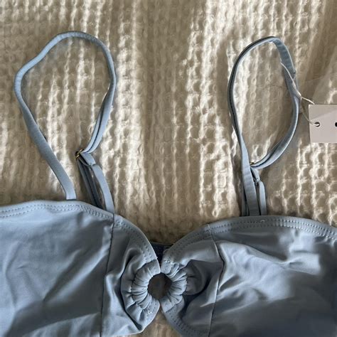 Everie Swim Blue Fallon Bikini Top Never Worn Depop