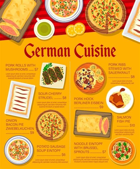 Premium Vector German Cuisine Dishes Menu Page Vector Template