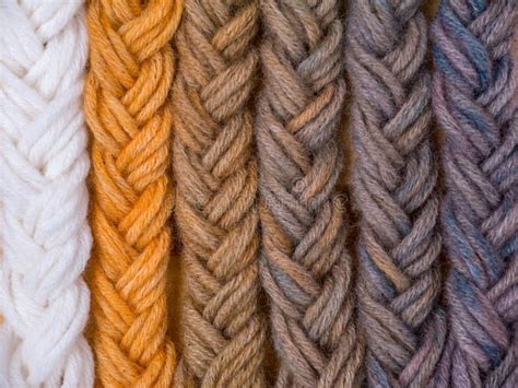 Braided Wool Yarn Samples Colored By Henna And Indigo Stock Image