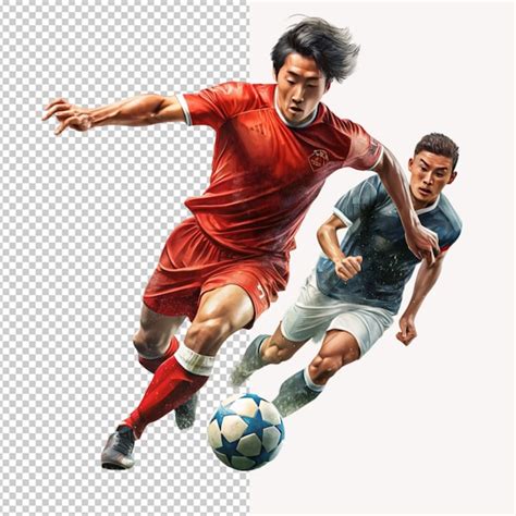 Jogadores Correndo E Jogando Futebol Em Fundo Transparente PSD Premium