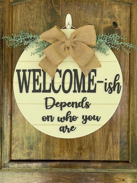 Welcome-ish Door Sign, Funny Welcome Sign, Welcome Sign, Front Porch ...