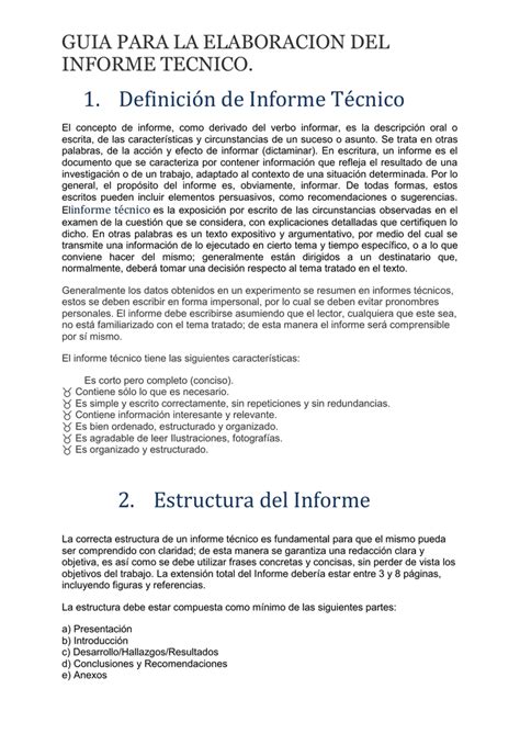 Guia Para La Elaboracion Del Informe Tecnico