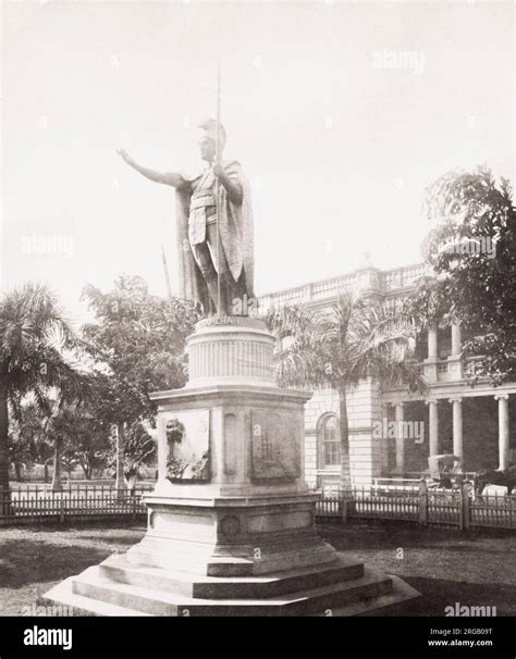 Vintage 19th Century Photograph King Kamehameha Statue Honolulu