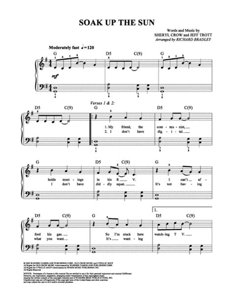 Soak Up The Sun By Sheryl Crow Easy Piano Digital Sheet Music
