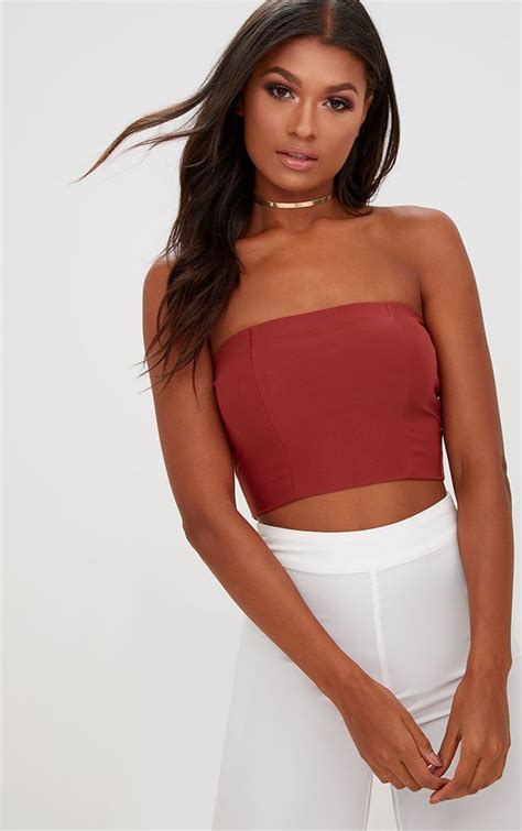 Bandeau Tops Womens Strapless Tops Bandeau Crop Top Crop Tops