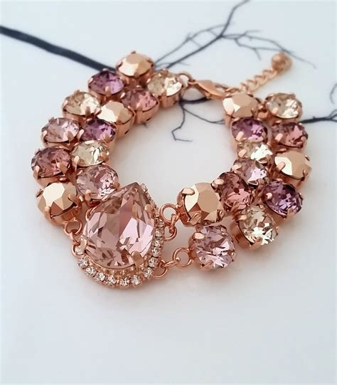 Hot Pink Gold Necklacefuchsia Pink Mix Necklacepink Crystal Etsy