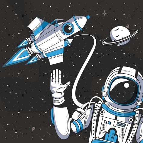 Astronaut in the space drawing cartoon 692802 Vector Art at Vecteezy