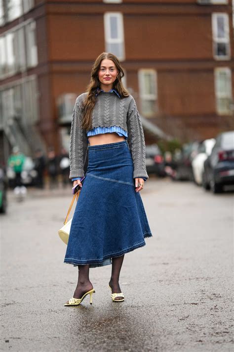 8 Jean Skirt Outfits to Shop This Spring, Per the Street Style Scene