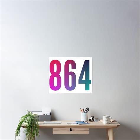 864 Area Code Zip Code Location Blue Pink Gradient Poster By Wa Ka Ne
