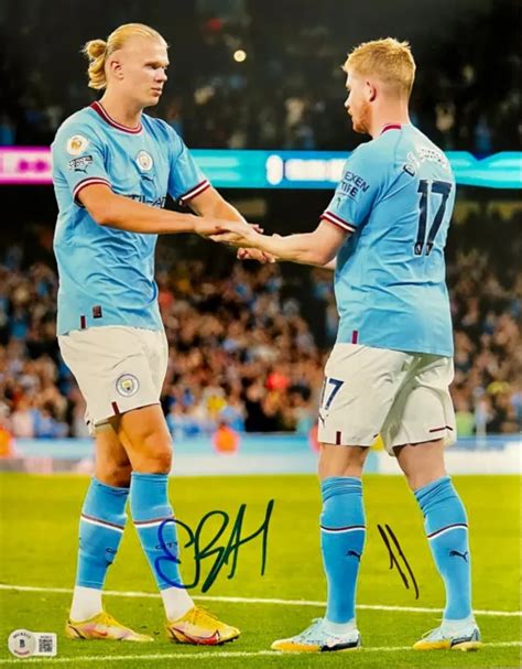 MANCHESTER CITY ERLING Haaland Kevin De Bruyne Signed Photo 11x14