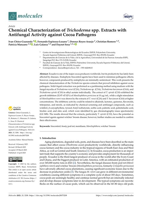 PDF Chemical Characterization Of Trichoderma Spp Extracts With