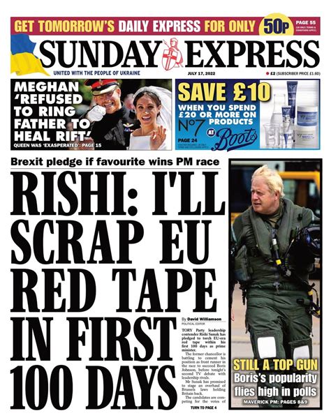 Sunday Express Front Page 17th Of July 2022 Tomorrows Papers Today