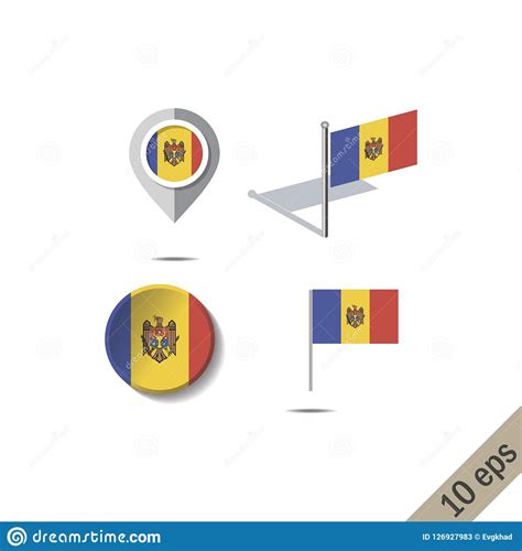 Pernos Del Mapa Con La Bandera Del Moldavia Stock De Ilustraci N