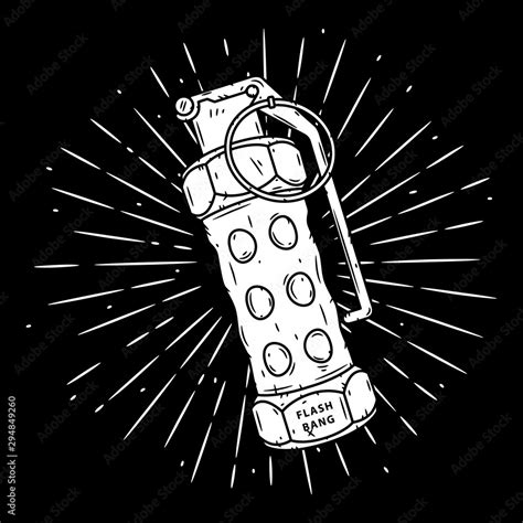 Flash Grenade Hand Drawn Vector Illustration With A Grenade And