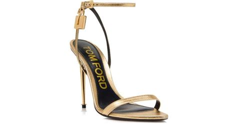 Tom Ford Padlock Naked Metallic Pointy Toe Sandal In White Lyst