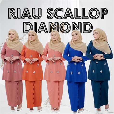 Kurung Riau Scallop Diamond S Xl Plus Size Shopee Malaysia