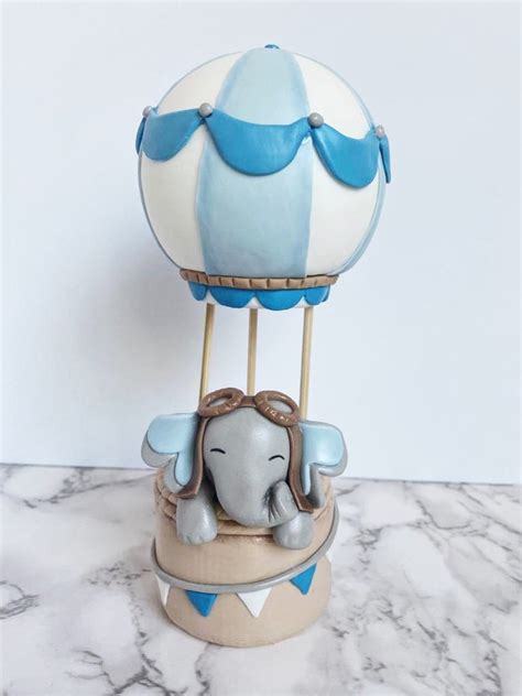 Elephant Hot Air Balloon Cake Topper Baby Shower And First Etsy