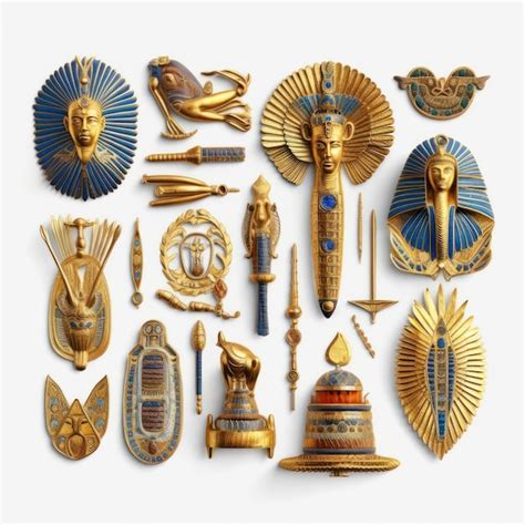 Premium Ai Image A Collection Of Egyptian Items Including A Crown An