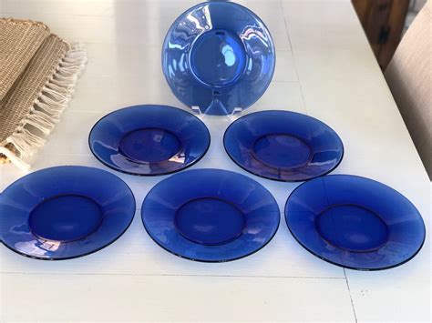 Vintage Cobalt Blue Plates Set Of 6 Etsy