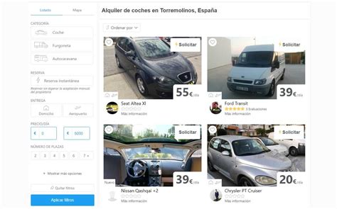 Alquiler de coches particulares Mejores webs precios y cómo funciona