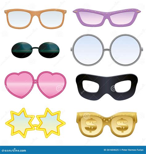 Eyeglasses Set Funny Spectacles Crazy Glasses Styles Stock Illustration