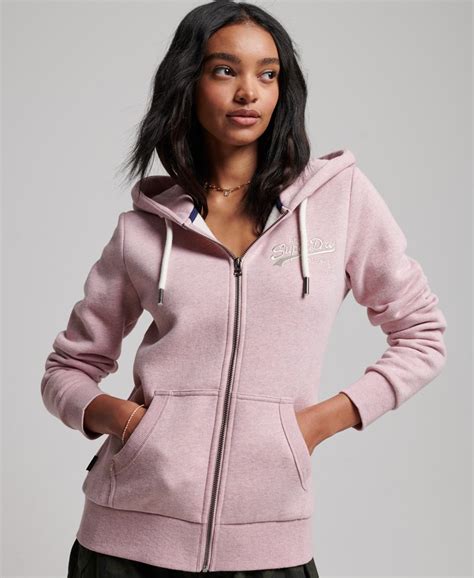 Femme Sweat à Capuche Zippé Vintage Logo Scripted Rose Pâle Los Angeles