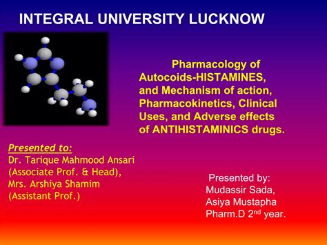 Pharmacology of Histamine and antihistaminics | PPTX