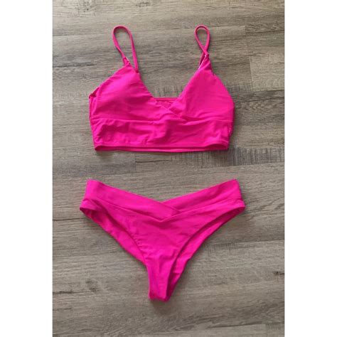 Hot Pink Two Piece Bikini Set Has The Halara V Style Depop