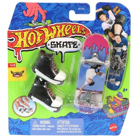 Set Mini Placa Skateboard Cu Pantofi Hot Wheels Gnarly Handplant