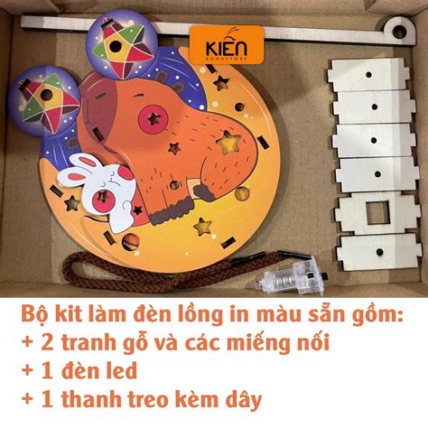 Lồng Đèn Trung Thu Dễ Thương Bằng Gỗ Hình Thú Hot Trend Capybara Kuromi Labubu Khủng Long Công
