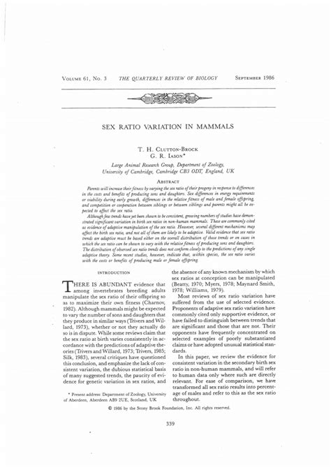 Pdf Sex Ratio Variation In Mammals