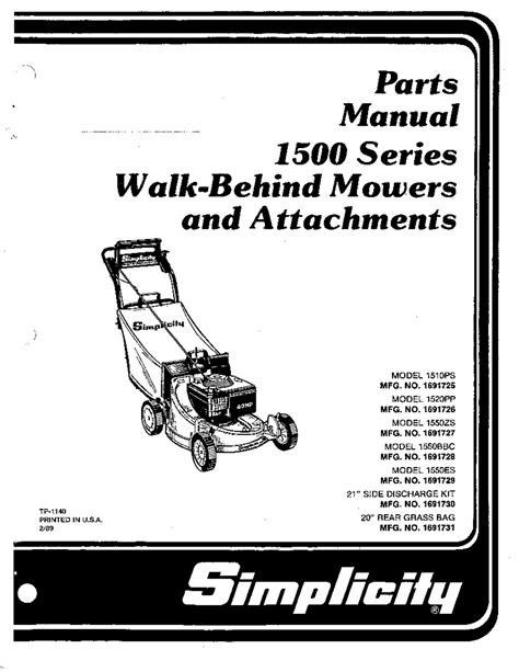 Snapper Lawn Mower 1500 Series User Guide