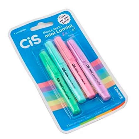 Caneta Marca Texto Cis Mini Lumini Pastel C Cores Na