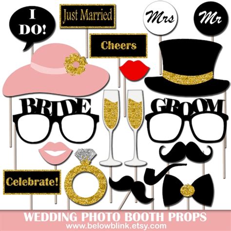 Wedding Photo Booth Props Printable Wedding Party Props Bride And