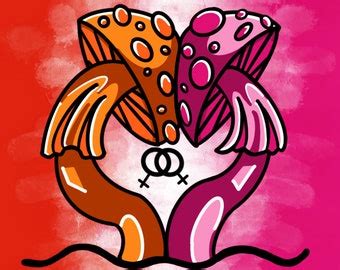 Lesbian Pride Mushroom Sticker Etsy