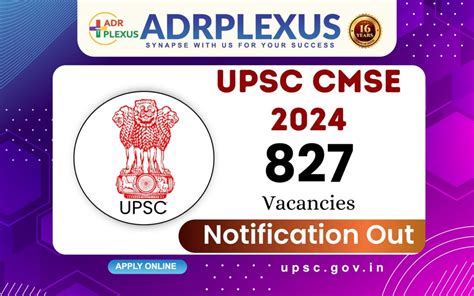 UPSC CMSE 2024 Notification For 827 Vacancies OUT ADrPLEXUS NExT INICET