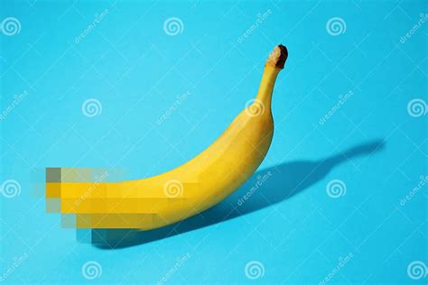 Banana As A Symbol Of Male Erection Hidden Behind A Mosaic Of Censorship Sexual Education Stock