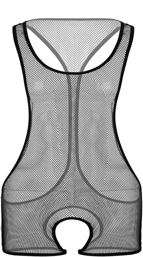 Amazon JEEYJOO Men S One Piece See Through Fishnet Mesh Lingerie Hollow Out Jumpsuit