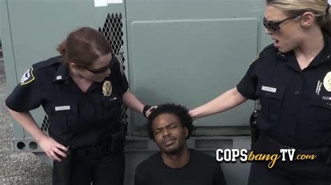 Perverted Milf Cops Subdue Peeping Tom Into Eating Their Cunts