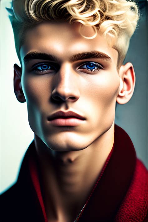 Lexica Close Up Portrait Of A Year Old Blonde Russian Man His Blonde Short Hair Is Curly