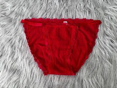 Victorias Secret Panty Nwt Red Cotton Blend Heart Strappy String Bikini