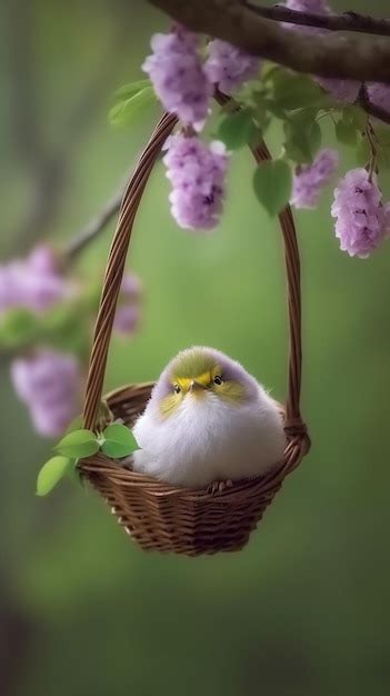 Premium Ai Image A Bird In A Basket That Saysim A Bird