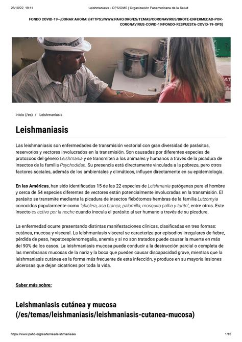 Leishmaniasis Ops Oms Organización Panamericana De La Salud Fondo