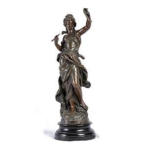 Scultura Francese In Bronzo Raffigurante Le Dessin Xix Secolo