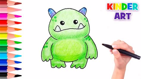 Как нарисовать монстра ребенку How To Draw A Monster For Kids Youtube