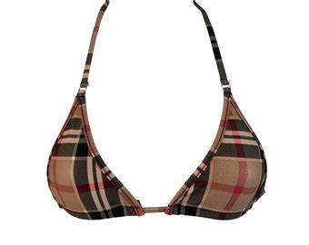 Tan Plaid Micro Thong Bikini String Swimwear Bottom Minimal Etsy