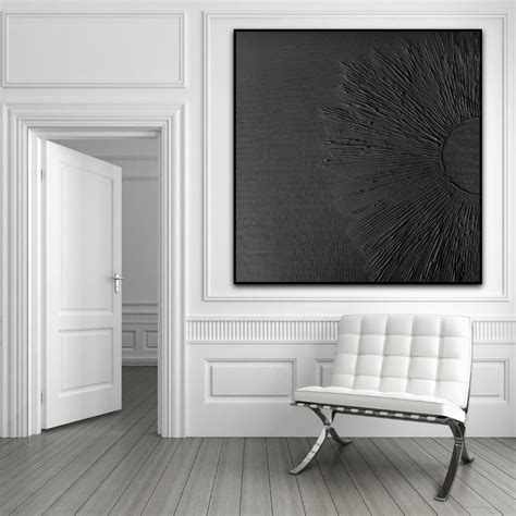 Black Textured Wall Art, Black Wall Decor, Plaster Wall Art, Extra ...