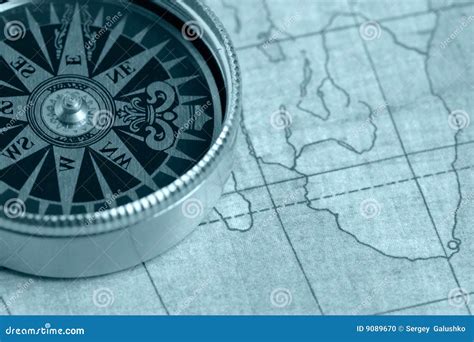 Old compass and map stock photo. Image of guidance, closeup - 9089670