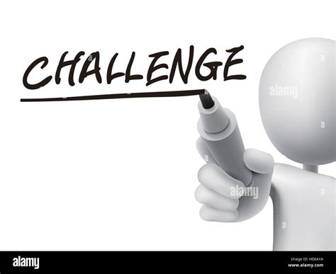 Challenge Word Written By 3d Man Over Transparent Board Stock Vector