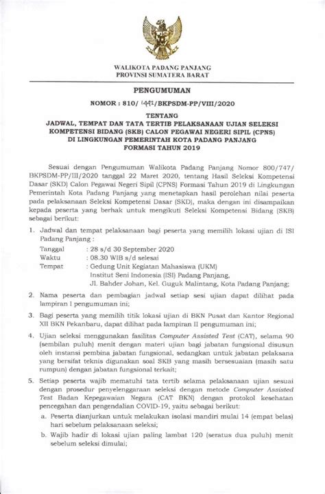 Pdf Padang Panjang Calon Pegawai Negeri Sipil Cpns Pemerintah